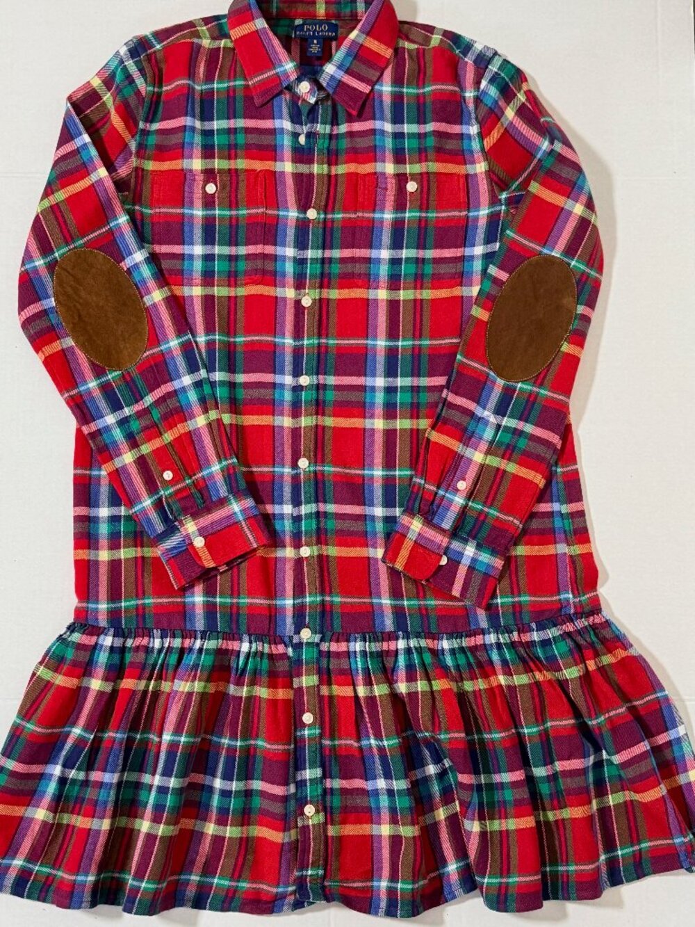NWT Polo Ralph Lauren Girls 16 Red Plaid Drop Waist Flannel Dress